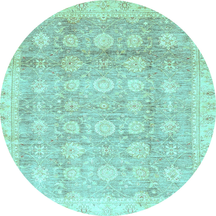 Round Machine Washable Oriental Light Blue Traditional Rug, wshabs2970lblu