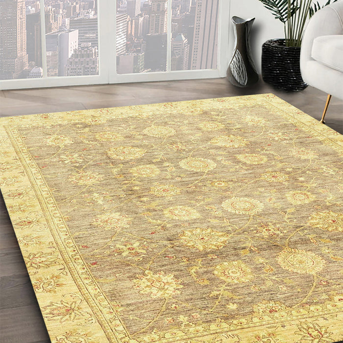 Machine Washable Abstract Gold Rug in a Family Room, wshabs2970