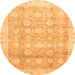 Round Oriental Orange Traditional Rug, abs2970org