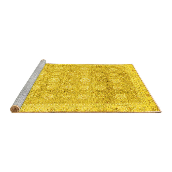 Sideview of Machine Washable Oriental Yellow Traditional Rug, wshabs2970yw