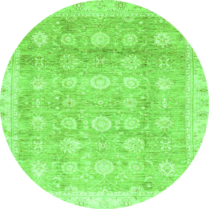 Round Machine Washable Oriental Green Traditional Area Rugs, wshabs2970grn