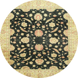 Round Machine Washable Abstract Dark Brown Rug, wshabs2971