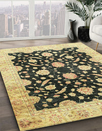 Abstract Dark Brown Oriental Rug, abs2971