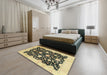 Machine Washable Abstract Dark Brown Rug in a Bedroom, wshabs2971