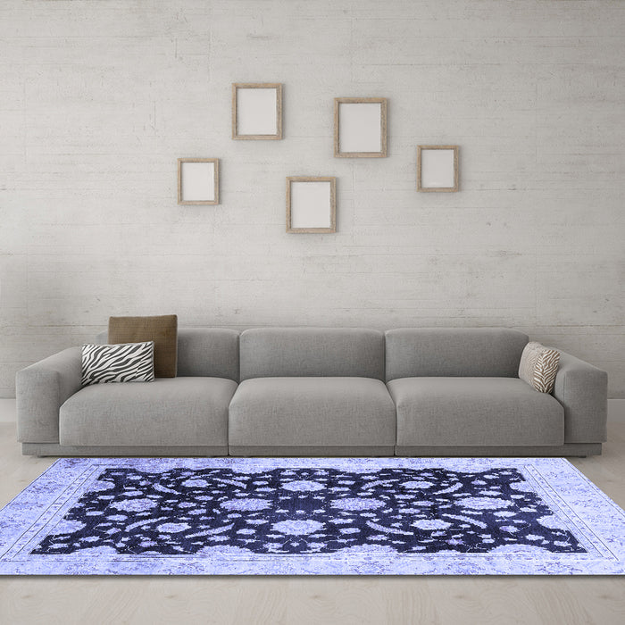 Machine Washable Oriental Blue Traditional Rug in a Living Room, wshabs2971blu
