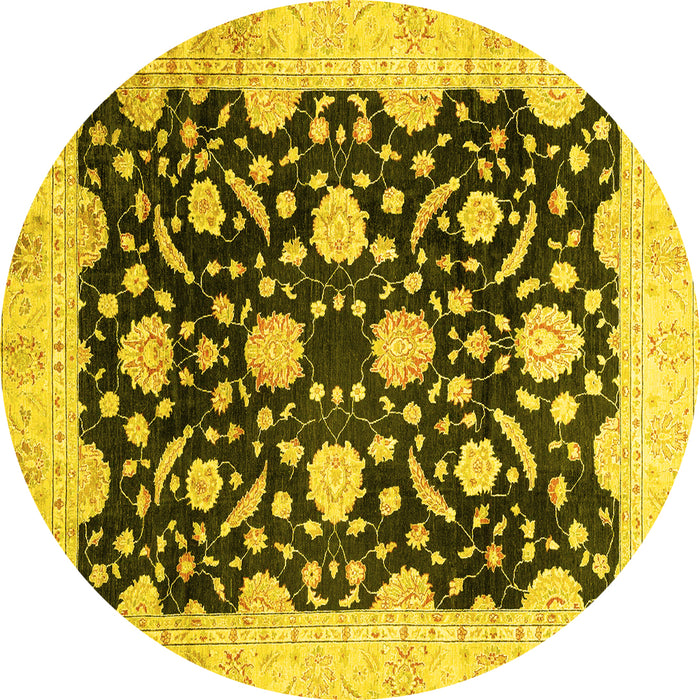 Round Oriental Yellow Traditional Rug, abs2971yw