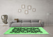 Machine Washable Oriental Emerald Green Traditional Area Rugs in a Living Room,, wshabs2971emgrn