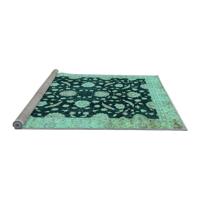 Sideview of Machine Washable Oriental Light Blue Traditional Rug, wshabs2971lblu