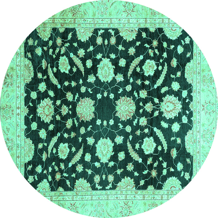 Round Oriental Turquoise Traditional Rug, abs2971turq