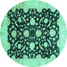 Round Oriental Turquoise Traditional Rug, abs2971turq