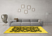 Machine Washable Oriental Yellow Traditional Rug in a Living Room, wshabs2971yw