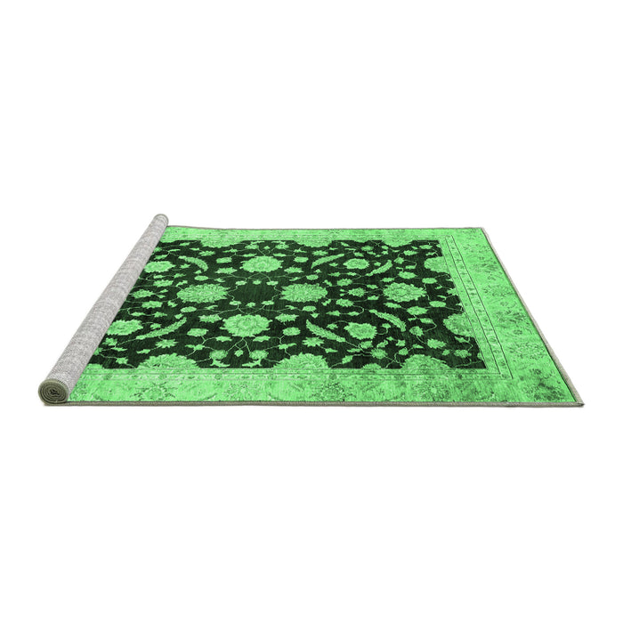 Sideview of Machine Washable Oriental Emerald Green Traditional Area Rugs, wshabs2971emgrn