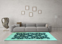 Machine Washable Oriental Light Blue Traditional Rug, wshabs2971lblu