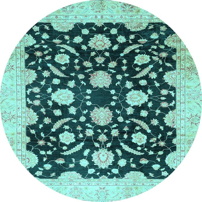 Round Oriental Light Blue Traditional Rug, abs2971lblu