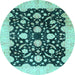 Round Oriental Light Blue Traditional Rug, abs2971lblu