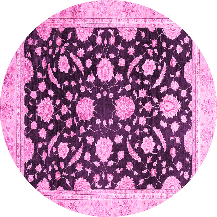 Round Oriental Pink Traditional Rug, abs2971pnk