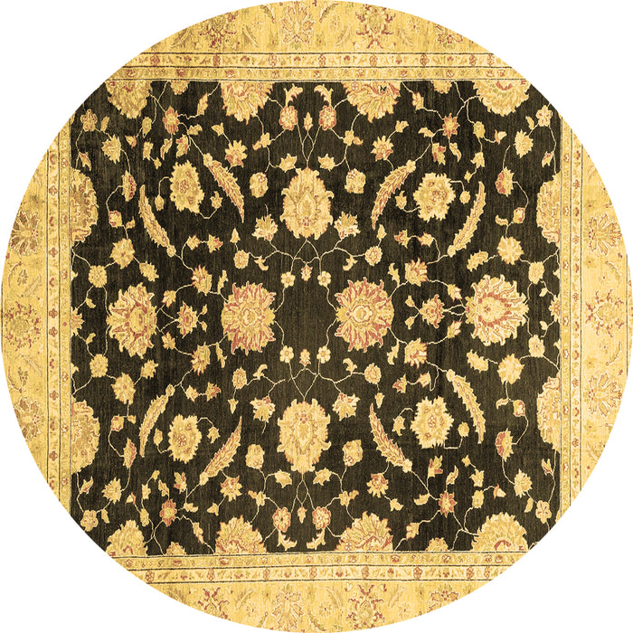 Round Oriental Brown Traditional Rug, abs2971brn