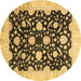 Round Oriental Brown Traditional Rug, abs2971brn