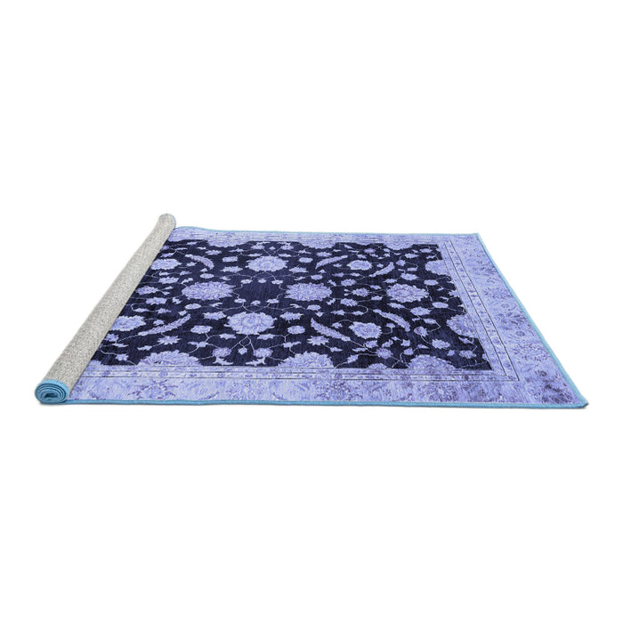 Sideview of Machine Washable Oriental Blue Traditional Rug, wshabs2971blu