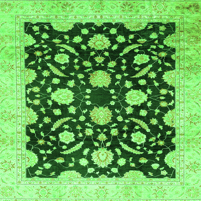 Square Machine Washable Oriental Green Traditional Area Rugs, wshabs2971grn