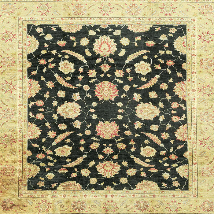 Square Abstract Dark Brown Oriental Rug, abs2971
