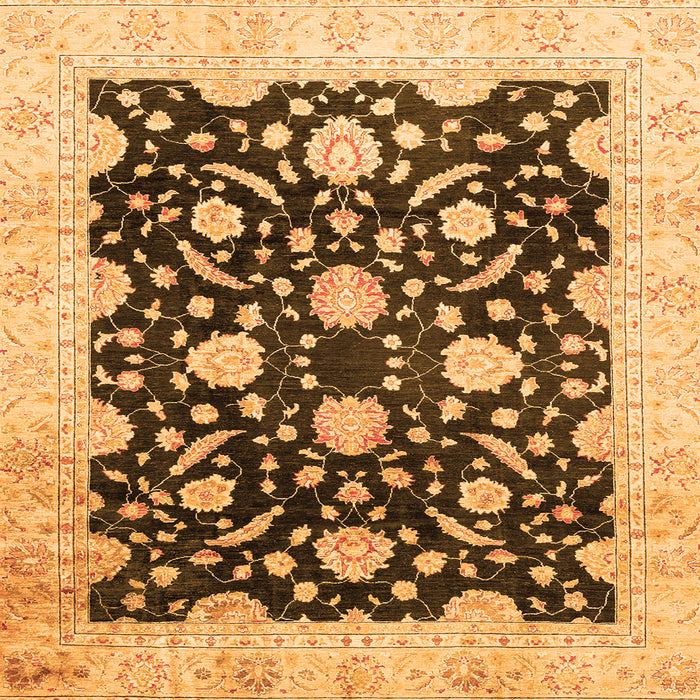 Square Machine Washable Oriental Orange Traditional Area Rugs, wshabs2971org