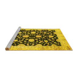 Sideview of Machine Washable Oriental Yellow Traditional Rug, wshabs2971yw