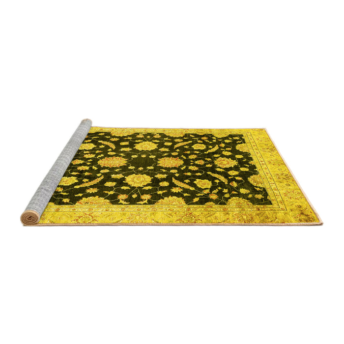 Sideview of Machine Washable Oriental Yellow Traditional Rug, wshabs2971yw