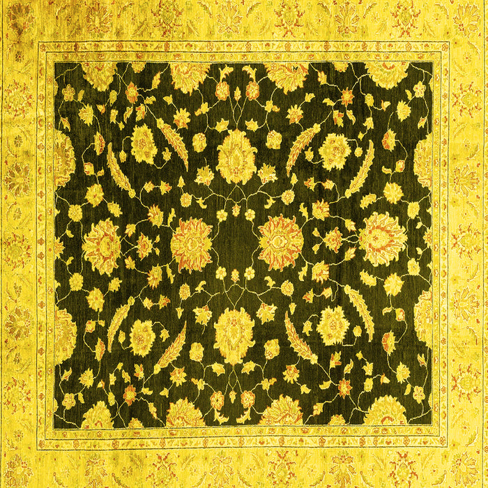 Square Machine Washable Oriental Yellow Traditional Rug, wshabs2971yw