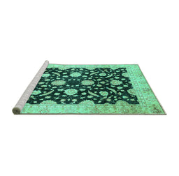 Sideview of Machine Washable Oriental Turquoise Traditional Area Rugs, wshabs2971turq