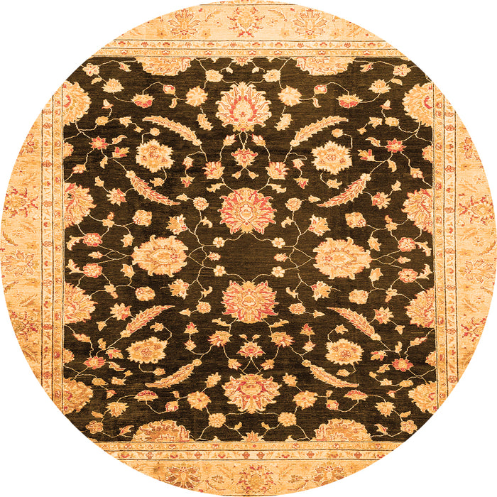 Round Oriental Orange Traditional Rug, abs2971org