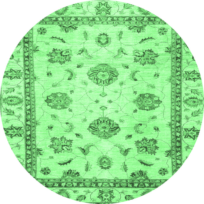 Round Abstract Emerald Green Modern Rug, abs2972emgrn