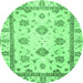 Round Abstract Emerald Green Modern Rug, abs2972emgrn