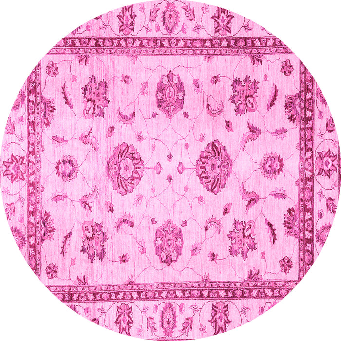 Round Abstract Pink Modern Rug, abs2972pnk