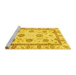 Sideview of Machine Washable Abstract Yellow Modern Rug, wshabs2972yw