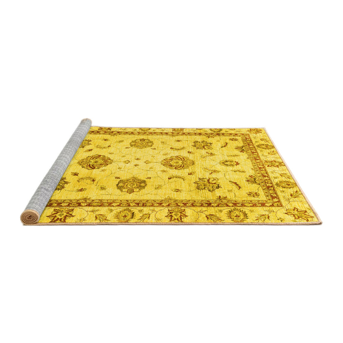 Sideview of Machine Washable Abstract Yellow Modern Rug, wshabs2972yw