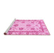 Sideview of Machine Washable Abstract Pink Modern Rug, wshabs2972pnk