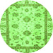 Round Machine Washable Abstract Green Modern Area Rugs, wshabs2972grn