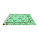 Sideview of Machine Washable Abstract Turquoise Modern Area Rugs, wshabs2972turq