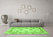 Machine Washable Abstract Green Modern Area Rugs in a Living Room,, wshabs2972grn