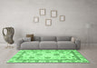 Machine Washable Abstract Emerald Green Modern Area Rugs in a Living Room,, wshabs2972emgrn