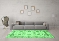 Machine Washable Abstract Emerald Green Modern Rug, wshabs2972emgrn