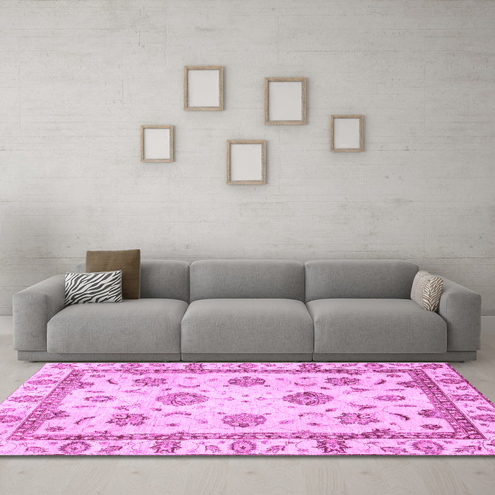Machine Washable Abstract Purple Modern Area Rugs in a Living Room, wshabs2972pur