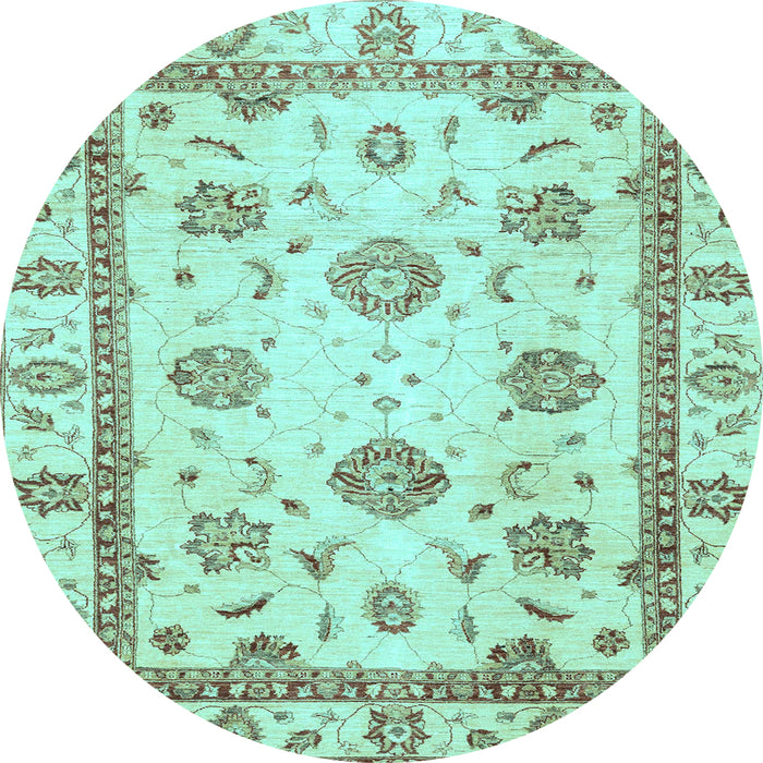 Round Abstract Light Blue Modern Rug, abs2972lblu