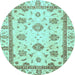 Round Abstract Light Blue Modern Rug, abs2972lblu