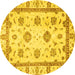 Round Abstract Yellow Modern Rug, abs2972yw