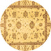 Round Abstract Brown Modern Rug, abs2972brn