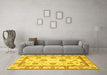 Machine Washable Abstract Yellow Modern Rug in a Living Room, wshabs2972yw