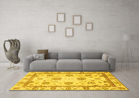 Machine Washable Abstract Yellow Modern Rug, wshabs2972yw