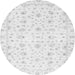 Round Machine Washable Oriental Gray Traditional Rug, wshabs2973gry